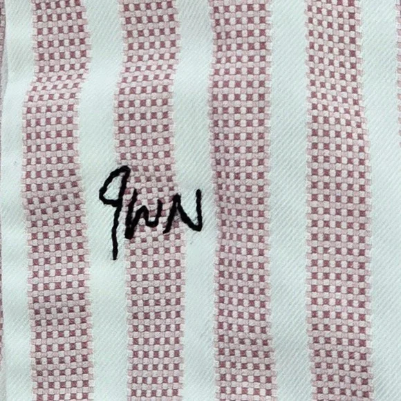 John W Nordstrom Mens 17-34 Pink White Stripe Button Down Shirt Cotton Italy EUC - Picture 7 of 8